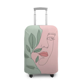 Чехол для чемодана 3D с принтом девушка с листьями в Екатеринбурге, 86% полиэфир, 14% спандекс | двустороннее нанесение принта, прорези для ручек и колес | 8 марта | весна | девушке | женский | мама | подарок | тренд | феминизм | цветы