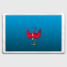Магнит 45*70 с принтом Красный журавль в Екатеринбурге, Пластик | Размер: 78*52 мм; Размер печати: 70*45 | графика | журавль | персонаж | природа | птица | птичий мир | рисунок