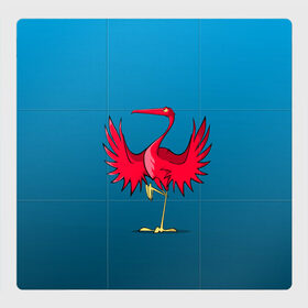 Магнитный плакат 3Х3 с принтом Красный журавль в Екатеринбурге, Полимерный материал с магнитным слоем | 9 деталей размером 9*9 см | графика | журавль | персонаж | природа | птица | птичий мир | рисунок