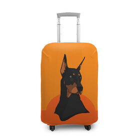 Чехол для чемодана 3D с принтом Доберман в Екатеринбурге, 86% полиэфир, 14% спандекс | двустороннее нанесение принта, прорези для ручек и колес | верный друг | графика | животное | защитник | красивый пес | природа | рисунок | собака | сторож