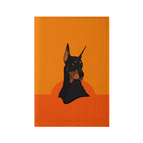 Обложка для паспорта матовая кожа с принтом Доберман в Екатеринбурге, натуральная матовая кожа | размер 19,3 х 13,7 см; прозрачные пластиковые крепления | верный друг | графика | животное | защитник | красивый пес | природа | рисунок | собака | сторож