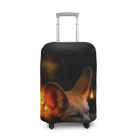 Чехол для чемодана 3D с принтом Лисичка с фонариками в Екатеринбурге, 86% полиэфир, 14% спандекс | двустороннее нанесение принта, прорези для ручек и колес | fox | foxy | животное | звери | лиса | лисенок | лисичка | милая | рыжая | фокс