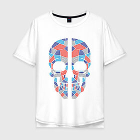Мужская футболка хлопок Oversize с принтом Череп в Екатеринбурге, 100% хлопок | свободный крой, круглый ворот, “спинка” длиннее передней части | абстракция | кости | мозаика | паззл | скелет | чеперушка | череп