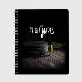 Тетрадь с принтом Little Nightmares 2 Шестая в Екатеринбурге, 100% бумага | 48 листов, плотность листов — 60 г/м2, плотность картонной обложки — 250 г/м2. Листы скреплены сбоку удобной пружинной спиралью. Уголки страниц и обложки скругленные. Цвет линий — светло-серый
 | little nightmares | little nightmares 2 | игра | литл нигмарес | литл нигмарес 2 | литл нигхтмарес | литл нигхтмарес 2 | ужас | хоррор | шестая