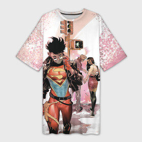 Платье-футболка 3D с принтом SUPERBOY meme в Екатеринбурге,  |  | dc | dc comics | kon el | konnor kent | meme | metropolys | superboy | superhero | superman | диси | комиксы. комиксы диси | кон эл | коннор кент | мем | метрополис | супербой | супергерой | супермен
