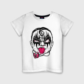Детская футболка хлопок с принтом Rock Baby в Екатеринбурге, 100% хлопок | круглый вырез горловины, полуприлегающий силуэт, длина до линии бедер | kiss | music | rock | глэм | голова | грим | лицо | музыка | ребенок | рок | хипстер