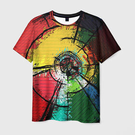 Мужская футболка 3D с принтом Центрифуга красок в Екатеринбурге, 100% полиэфир | прямой крой, круглый вырез горловины, длина до линии бедер | art | casual | абстракция | арт | искусство | краски | мазки | мазок | спираль | структура | текстура