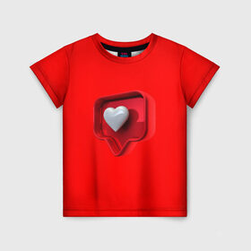 Детская футболка 3D с принтом Электронное сердце в Екатеринбурге, 100% гипоаллергенный полиэфир | прямой крой, круглый вырез горловины, длина до линии бедер, чуть спущенное плечо, ткань немного тянется | квадрат. | лайк | любовь | сердце | уведомление