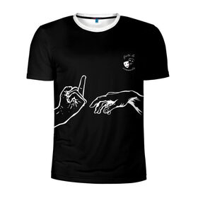 Мужская футболка 3D спортивная с принтом Finita la commedia(black) в Екатеринбурге, 100% полиэстер с улучшенными характеристиками | приталенный силуэт, круглая горловина, широкие плечи, сужается к линии бедра | маски | нигатив | отвержение | сатира
