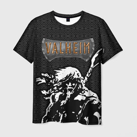 Мужская футболка 3D с принтом Valheim Viking. в Екатеринбурге, 100% полиэфир | прямой крой, круглый вырез горловины, длина до линии бедер | fejd | valheim | вальхейм | викинг | викинги | выживание | выживач | игра