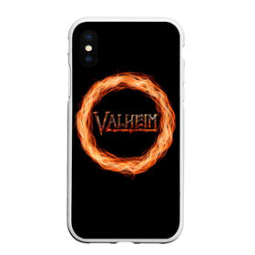 Чехол для iPhone XS Max матовый с принтом Valheim - огненный круг в Екатеринбурге, Силикон | Область печати: задняя сторона чехла, без боковых панелей | Тематика изображения на принте: valheim | вальхейм | викинги | игра | компьютерный | круг | логотип | минимализм | огненный | огонь | подарок | черный