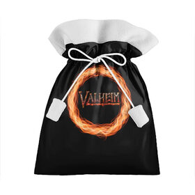 Подарочный 3D мешок с принтом Valheim - огненный круг в Екатеринбурге, 100% полиэстер | Размер: 29*39 см | valheim | вальхейм | викинги | игра | компьютерный | круг | логотип | минимализм | огненный | огонь | подарок | черный