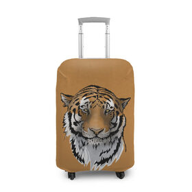 Чехол для чемодана 3D с принтом Тигр в Екатеринбурге, 86% полиэфир, 14% спандекс | двустороннее нанесение принта, прорези для ручек и колес | большая кошка | графика | дикий мир | животное | кошка | персонаж | природа | рисунок | хищник
