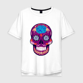 Мужская футболка хлопок Oversize с принтом Skull Art в Екатеринбурге, 100% хлопок | свободный крой, круглый ворот, “спинка” длиннее передней части | art | body | bones | dead | drawing | face | graffiti | head | roses | skeleton | skul | skull | ад | арт | голова | граффити | зло | кости | лицо | металл | нарисованный | розы | рок | скелет | скул | скулл | три черепа | тьма