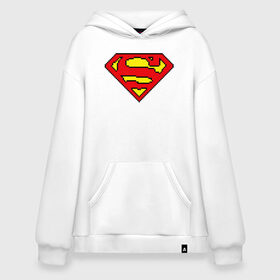 Худи SuperOversize хлопок с принтом Superman 8 bit в Екатеринбурге, 70% хлопок, 30% полиэстер, мягкий начес внутри | карман-кенгуру, эластичная резинка на манжетах и по нижней кромке, двухслойный капюшон
 | justice league | superman | vdzabma | лига справедливости | супермен