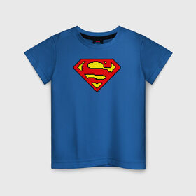 Детская футболка хлопок с принтом Superman 8 bit в Екатеринбурге, 100% хлопок | круглый вырез горловины, полуприлегающий силуэт, длина до линии бедер | justice league | superman | vdzabma | лига справедливости | супермен