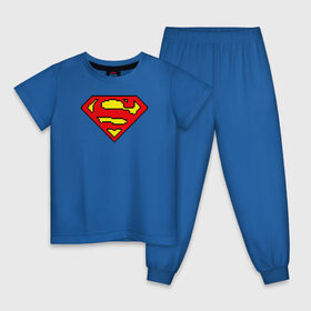 Детская пижама хлопок с принтом Superman 8 bit в Екатеринбурге, 100% хлопок |  брюки и футболка прямого кроя, без карманов, на брюках мягкая резинка на поясе и по низу штанин
 | Тематика изображения на принте: justice league | superman | vdzabma | лига справедливости | супермен