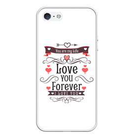 Чехол для iPhone 5/5S матовый с принтом Love you forever в Екатеринбурге, Силикон | Область печати: задняя сторона чехла, без боковых панелей | Тематика изображения на принте: 8 марта | best | cat | forever | i love you | kiss | love | my life | губы | девушке | день влюбленных | киса | кот | котик | коты | люблю котов | любовь | любтмой | мама | маме | марта | очки | подарок | поцелуй | розовые губы