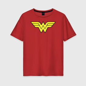 Женская футболка хлопок Oversize с принтом Wonder Woman 8 bit в Екатеринбурге, 100% хлопок | свободный крой, круглый ворот, спущенный рукав, длина до линии бедер
 | justice league | vdzabma | wonder woman | лига справедливости | чудо женщина