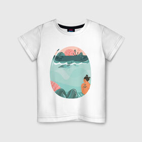 Детская футболка хлопок с принтом Подводный мир в Екатеринбурге, 100% хлопок | круглый вырез горловины, полуприлегающий силуэт, длина до линии бедер | арт | вода | мир | подводный | природа | рисунок | русалка | сказка