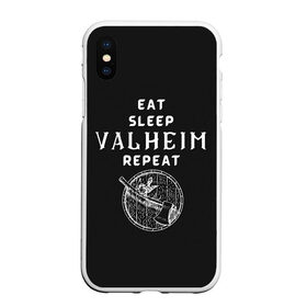 Чехол для iPhone XS Max матовый с принтом Eat Sleep Valheim Repeat в Екатеринбурге, Силикон | Область печати: задняя сторона чехла, без боковых панелей | elder | loki | odin | the | thor | valheim | биврёст | валхейм | вальхейм | викинги | всеотец | дракар | древний | древо | ётун | йотун | локи | мира | один | тор | фенир | хель | черный лес | эйктюр