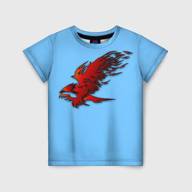 Детская футболка 3D с принтом Орел в Екатеринбурге, 100% гипоаллергенный полиэфир | прямой крой, круглый вырез горловины, длина до линии бедер, чуть спущенное плечо, ткань немного тянется | красный орел | летающая птица | небесная птица | орел | птица