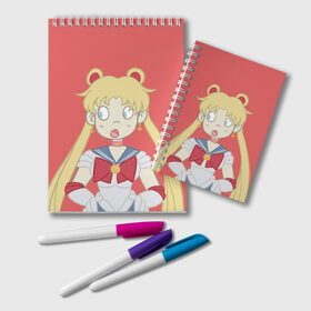 Блокнот с принтом Sailor Moon Сейлор Мун в Екатеринбурге, 100% бумага | 48 листов, плотность листов — 60 г/м2, плотность картонной обложки — 250 г/м2. Листы скреплены удобной пружинной спиралью. Цвет линий — светло-серый
 | anime | sailor moon | аниме | анимэ | венера | луна | лунная призма | марс | сейлор мун | серебрянное тысячелетие | серенити | сэйлор | усаги цукино | чиби мун | эндимион