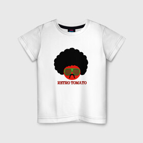 Детская футболка хлопок с принтом Ретро томат в Екатеринбурге, 100% хлопок | круглый вырез горловины, полуприлегающий силуэт, длина до линии бедер | 80 е | afro | retro | tomato | афро | восьмидесятые | мучачос | помидор | ретро | томат