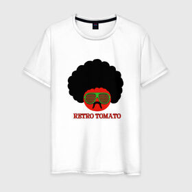 Мужская футболка хлопок с принтом Ретро томат в Екатеринбурге, 100% хлопок | прямой крой, круглый вырез горловины, длина до линии бедер, слегка спущенное плечо. | 80 е | afro | retro | tomato | афро | восьмидесятые | мучачос | помидор | ретро | томат