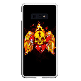 Чехол для Samsung S10E с принтом Skull Heart в Екатеринбурге, Силикон | Область печати: задняя сторона чехла, без боковых панелей | Тематика изображения на принте: art | body | bones | dead | drawing | face | graffiti | head | roses | skeleton | skul | skull | ад | арт | голова | граффити | зло | кости | лицо | металл | нарисованный | розы | рок | скелет | скул | скулл | три черепа | тьма