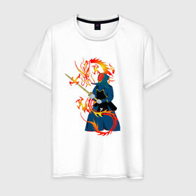 Мужская футболка хлопок с принтом Война драконов в Екатеринбурге, 100% хлопок | прямой крой, круглый вырез горловины, длина до линии бедер, слегка спущенное плечо. | битва | воин | война драконов | дракон | игра драконов | мужская битва | ниндзя | самурай | япония