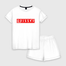 Женская пижама с шортиками хлопок с принтом Одиссей/Odissey в Екатеринбурге, 100% хлопок | футболка прямого кроя, шорты свободные с широкой мягкой резинкой | name | names | odissey | имена | имя | одиссей