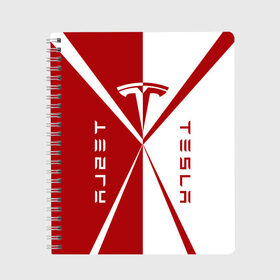 Тетрадь с принтом Tesla $$$ в Екатеринбурге, 100% бумага | 48 листов, плотность листов — 60 г/м2, плотность картонной обложки — 250 г/м2. Листы скреплены сбоку удобной пружинной спиралью. Уголки страниц и обложки скругленные. Цвет линий — светло-серый
 | red | tesla | tesla car | tesla electric car | tesla lettering | tesla logo | tesla print | white | автомобиль тесла | белый | красный | логотип тесла | надпись тесла | принт тесла | тесла | электромобиль тесла