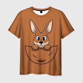 Мужская футболка 3D с принтом Кенгуренок в сумке в Екатеринбурге, 100% полиэфир | прямой крой, круглый вырез горловины, длина до линии бедер | animals | australia | baby | bag | cute | ears | eyes | jump | kangaroo | leap | mother | nose | paws | pocket | sack | shadow | tail | австралия | глаза | детеныш | животные | карман | кенгуренок | кенгуру | лапы | мама | мешок | милый | нос | няшный | п