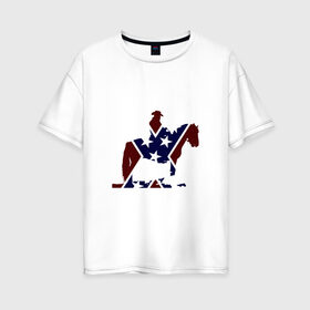 Женская футболка хлопок Oversize с принтом Конфедерация Америки в Екатеринбурге, 100% хлопок | свободный крой, круглый ворот, спущенный рукав, длина до линии бедер
 | confederation | cowboy | wild west | дикий запад | ковбой | конфедерация