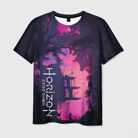 Мужская футболка 3D с принтом Horizon Zero Dawn в Екатеринбурге, 100% полиэфир | прямой крой, круглый вырез горловины, длина до линии бедер | aloy | guerrilla games | horizon zero dawn | элой
