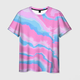 Мужская футболка 3D с принтом Облака в Екатеринбурге, 100% полиэфир | прямой крой, круглый вырез горловины, длина до линии бедер | abstrakt | color | gradient | texture.краски | абстракция | брызги | градиент | красота | небо | облака | паттерн | полигоны | природа | розовый | текстура | цвет