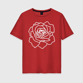Женская футболка хлопок Oversize с принтом Роза для любимой в Екатеринбурге, 100% хлопок | свободный крой, круглый ворот, спущенный рукав, длина до линии бедер
 | аромат | бабушке | белые розы | великолепие | краски | красота | лепестки | любовь | макро | маме | начальнице | нежность | подарок | подруге | природа | растения | роза | розы | сестре | украшение
