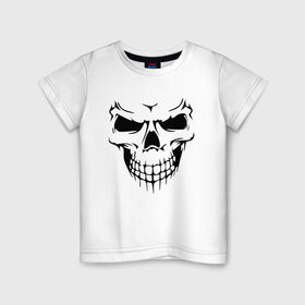 Детская футболка хлопок с принтом Зло в Екатеринбурге, 100% хлопок | круглый вырез горловины, полуприлегающий силуэт, длина до линии бедер | face | halloween | skull | голова | демон | зловещий | кости | кость | лицо | призрак | скелет | страшный | текстура | хэллоуин | череп