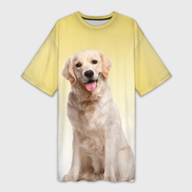 Платье-футболка 3D с принтом Лабрадор ретривер пес в Екатеринбурге,  |  | домашние любимцы | друг | животные | золотистый ретривер | лабрадор | пес | питомец | породистый | собака