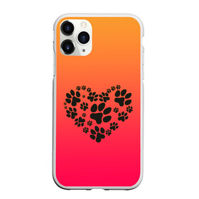 Чехол для iPhone 11 Pro матовый с принтом сердечко из следов собаки в Екатеринбурге, Силикон |  | Тематика изображения на принте: ветеринар | домашние любимцы | друг | животные | лапа | лапульки | любительница собак | любовь | пес | песик | питомец | сердечко | сердце | символ | след | собака | собаковод | собачник | собачница