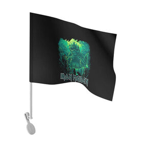 Флаг для автомобиля с принтом IRON MAIDEN в Екатеринбурге, 100% полиэстер | Размер: 30*21 см | black | dark | death | fantasy | hardcore | heavy metal | iron maiden | metal | music | rock | skuul | usa | метал | музыка | рок | скелет | фентези | череп | черный