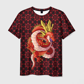 Мужская футболка 3D с принтом Шар дракона в Екатеринбурге, 100% полиэфир | прямой крой, круглый вырез горловины, длина до линии бедер | Тематика изображения на принте: dragon ball | аниме | дракон | жемчуг дракона | узоры | шар дракона