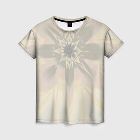 Женская футболка 3D с принтом Орхидея в сером в Екатеринбурге, 100% полиэфир ( синтетическое хлопкоподобное полотно) | прямой крой, круглый вырез горловины, длина до линии бедер | абстрактная орхидея | абстракция | бежевый | пастельные цвета | серый | цветок