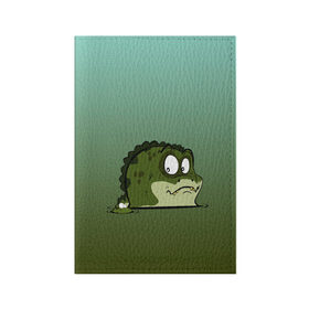 Обложка для паспорта матовая кожа с принтом Неожиданный сосед в Екатеринбурге, натуральная матовая кожа | размер 19,3 х 13,7 см; прозрачные пластиковые крепления | Тематика изображения на принте: графика | дикий мир | животное | крокодил | лягушка | персонаж | природа | рисунок