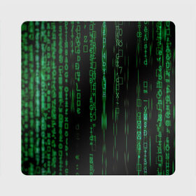 Магнит виниловый Квадрат с принтом Матрица букв и чисел в Екатеринбурге, полимерный материал с магнитным слоем | размер 9*9 см, закругленные углы | green | движение букв и цифр | киберпространство | матрица | много букв и чисел