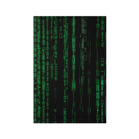 Обложка для паспорта матовая кожа с принтом Матрица букв и чисел в Екатеринбурге, натуральная матовая кожа | размер 19,3 х 13,7 см; прозрачные пластиковые крепления | green | движение букв и цифр | киберпространство | матрица | много букв и чисел
