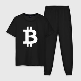 Мужская пижама хлопок с принтом БИТКОИН BITCOIN в Екатеринбурге, 100% хлопок | брюки и футболка прямого кроя, без карманов, на брюках мягкая резинка на поясе и по низу штанин
 | bitcoin | blockchain | btc | cardano | crypto | ethereum | polkadot | tether | xrp | бинанс | биткоин | блокчейн | валюта | деньги | криптовалюта | майнер | майнинг | цифровая валюта | цифровое золото | эфир