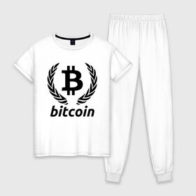 Женская пижама хлопок с принтом БИТКОИН ЛОГОТИП в Екатеринбурге, 100% хлопок | брюки и футболка прямого кроя, без карманов, на брюках мягкая резинка на поясе и по низу штанин | bitcoin | blockchain | btc | cardano | crypto | ethereum | polkadot | tether | xrp | бинанс | биткоин | блокчейн | валюта | деньги | криптовалюта | майнер | майнинг | цифровая валюта | цифровое золото | эфир