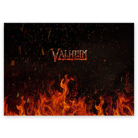 Поздравительная открытка с принтом Valheim в Екатеринбурге, 100% бумага | плотность бумаги 280 г/м2, матовая, на обратной стороне линовка и место для марки
 | ragnarok | rust | valhalla | valheim | viking | валхейм | вальгалла | вальхейм | варяг | викинг | викинги | игра | искра | искры | костёр | кузня | огонь | пламя | рагнарёк | раст